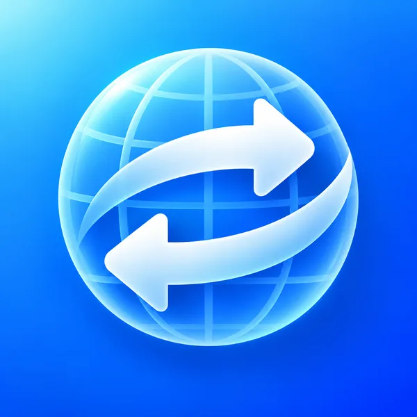 TodayRate app icon with two-way conversion arrows over a globe